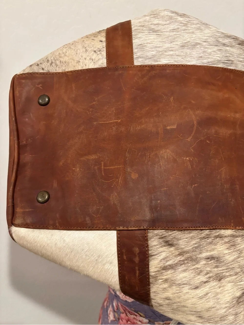 Genuinos Olmos Mexican Leather and Cowhide Travel Duffle Bag